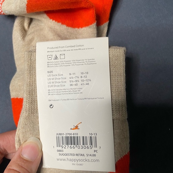 Happy Socks Men's Beige and Orange Polka Dot Socks - Picture 5 of 5
